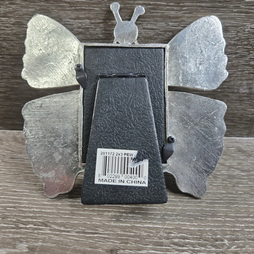Pewter Butterfly Glitter Rhinestone Tabletop Mini Picture Frame 5x5